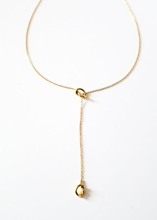 Collier en Y, type cravate en acier inoxydable composé de deux noeuds en acier inoxydable doré / or