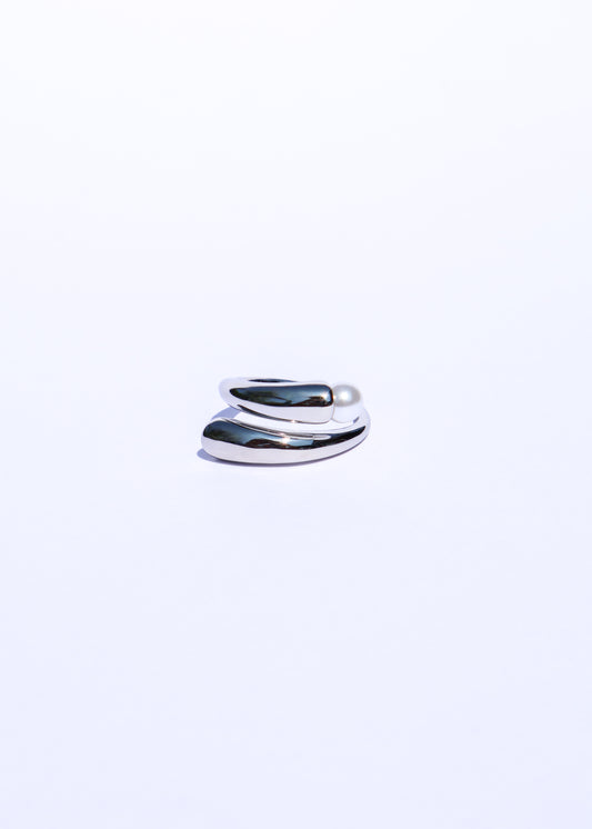 BAGUE - Galet Argenté