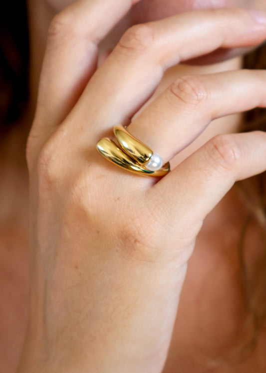 BAGUE - Galet Doré